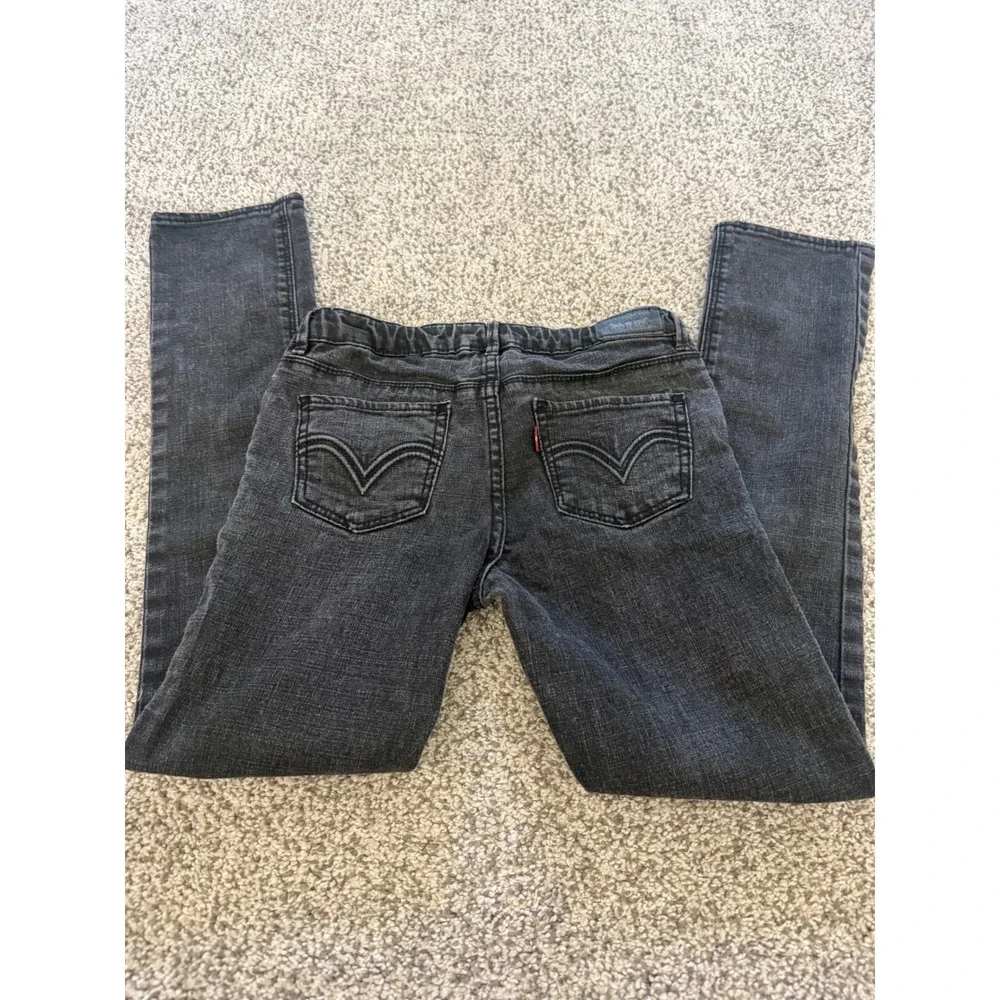 Vintage Levis Kids straight Fit Jeans Gray Charcoal Stretch Denim Size 10